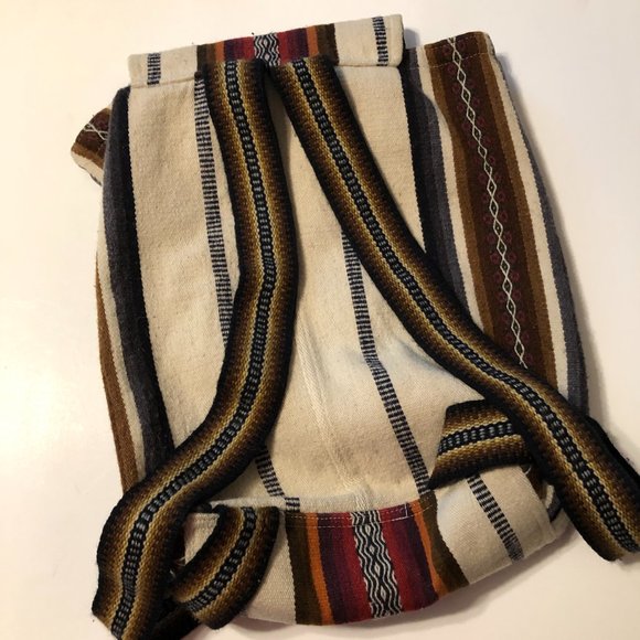 Arte Ecologico Peru Ivory Striped 100% Alpaca Wool Backpack OS - Picture 10 of 14